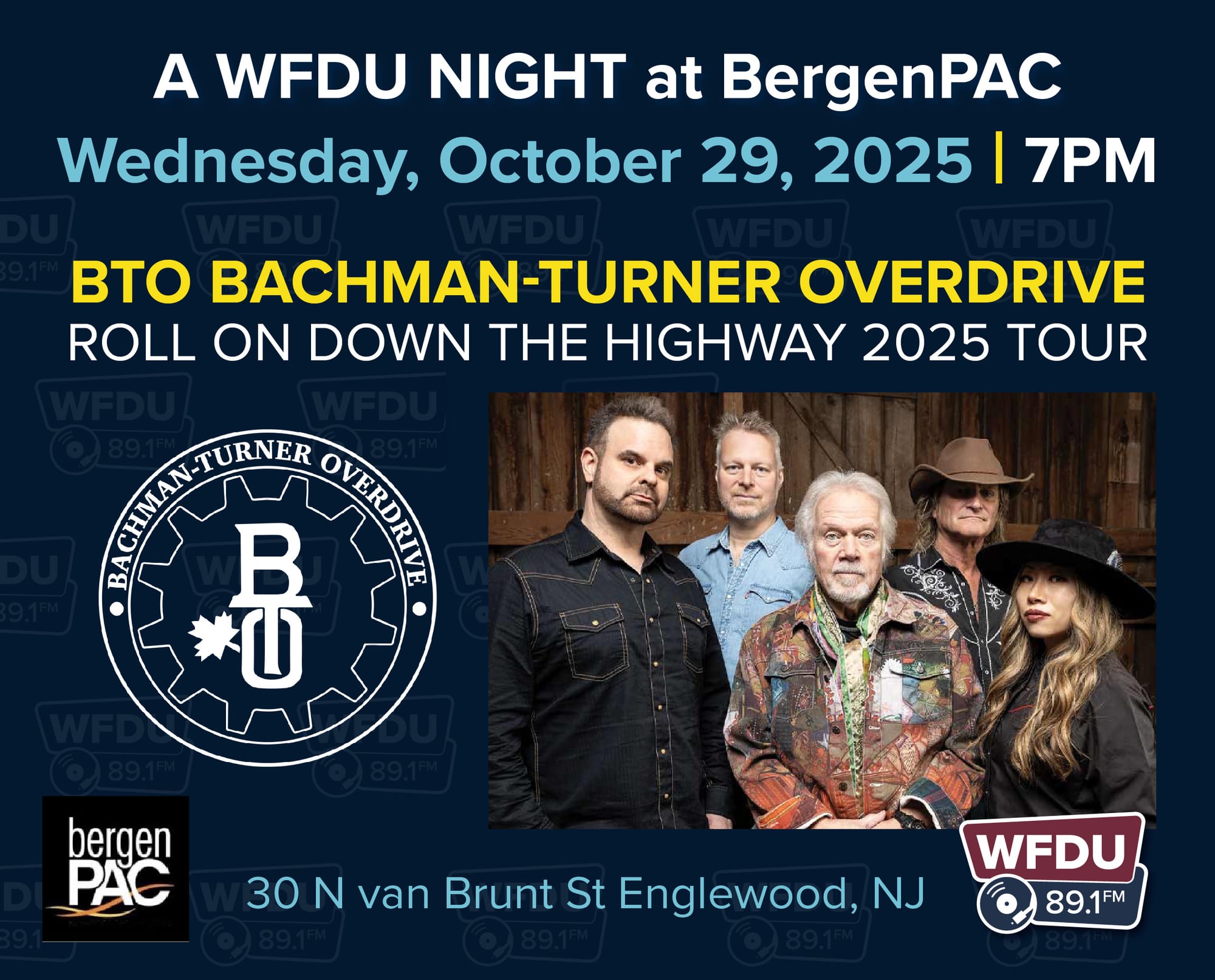 WFDU Night with Bachman Turner Overdrive on 10/29 at bergenPAC